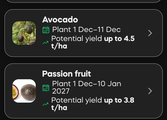 Also consider: ranked alternatives for this plot — hot pepper, robusta coffee and garlic, each able to grow here with care